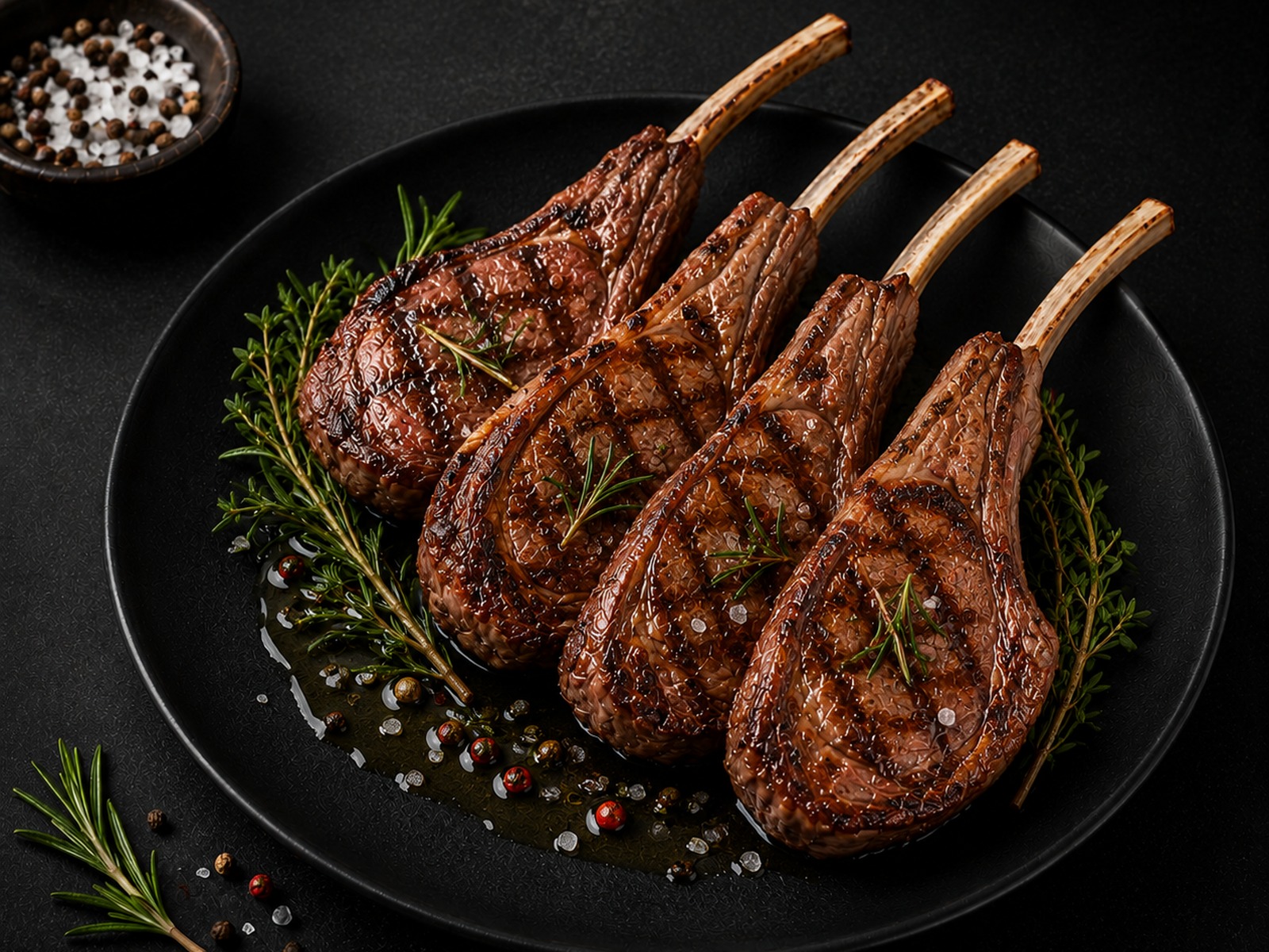 Grilled lamb french rack on a plate
